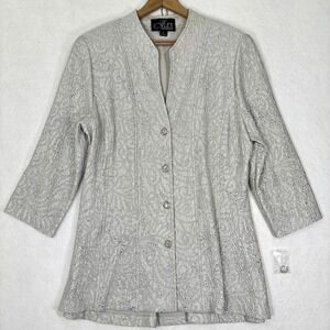 Alex Evenings Jacquard Evening Jacket Womens XL Silver Formal Occasion